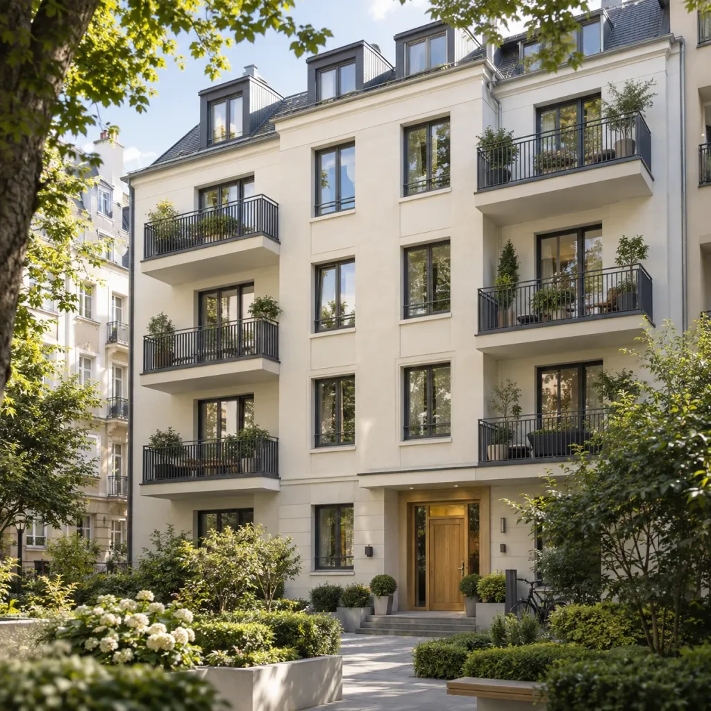 Symbolbild: Wohnhaus mit begrüntem Innenhof