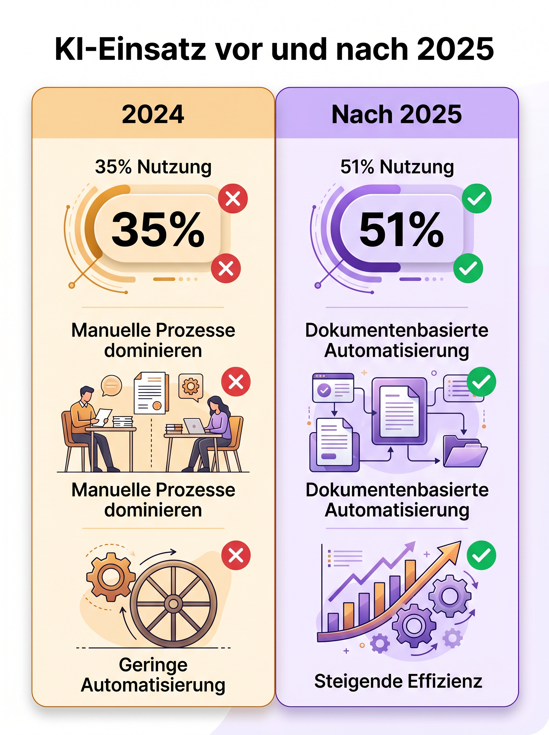 KI-Einsatz vor und nach 2025
